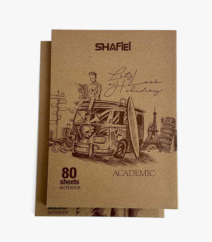 شفیعی-جلد-کرافت-80-بر-گ پک 2 عددی دفتر 80 برگ شفیعی ته چسب جلد کرافت - Image 1